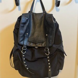 Black Leather/Nylon Backpack